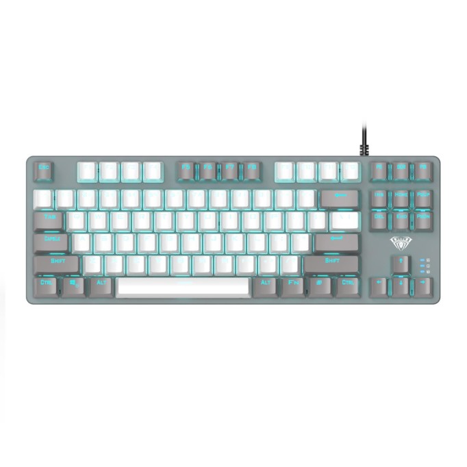 Aula F3287 Mavi Işıklı Kablolu Mekanik İngilizce Q TKL Gaming Oyuncu Klavyesi