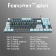 Aula F3287 Mavi Işıklı Kablolu Mekanik İngilizce Q TKL Gaming Oyuncu Klavyesi Gri