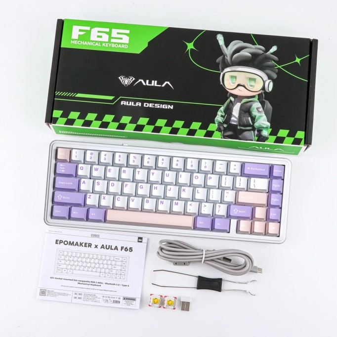 Aula F65 Nimbus V3 Switch Mekanik RGB TKL Makrolu Hot Swap Kablosuz Klavye Pastel