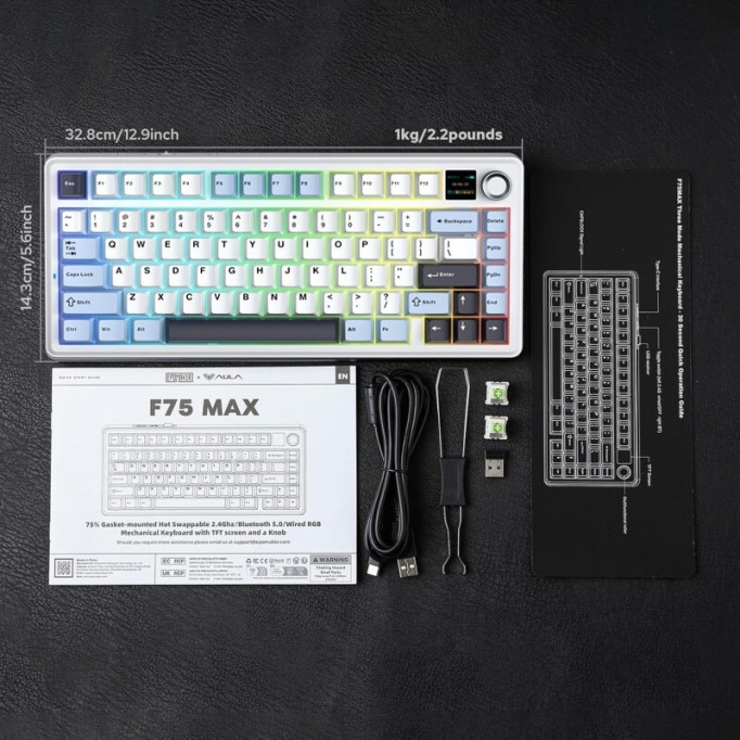 Aula F75 Max Mekanik RGB TKL Reaper Switch Kablosuz Makrolu Hot Swap Klavye Lacivert