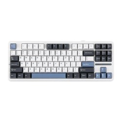 Beyaz Aula F87 Mekanik RGB TKL GrayWood V3 Switch Kablosuz Makrolu Hot Swap Klavye Beyaz