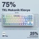 Aula F87 Mekanik RGB TKL GrayWood V4 Switch Kablosuz Makrolu Hot Swap Türkçe Q Klavye Buz Mavisi