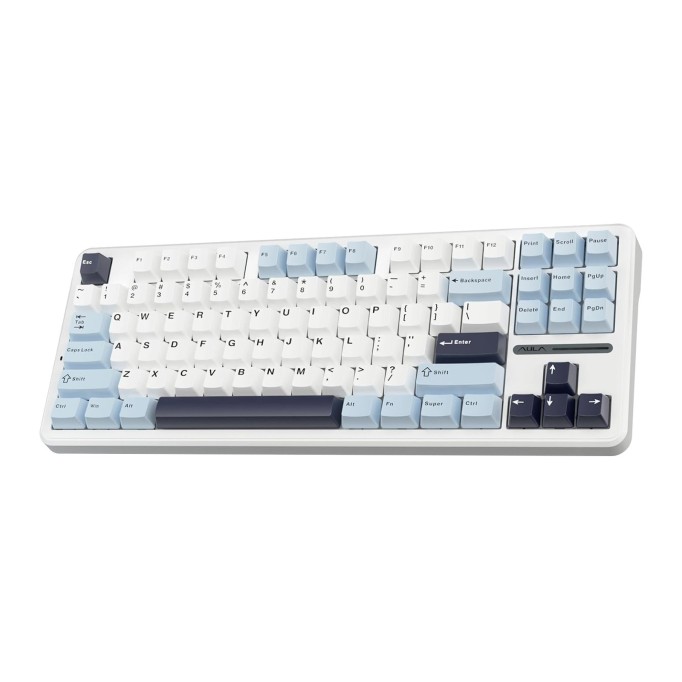 Aula F87 PRO Mekanik RGB TKL GrayWood V3 Switch Kablosuz Makrolu Hot Swap Klavye Açık Mavi