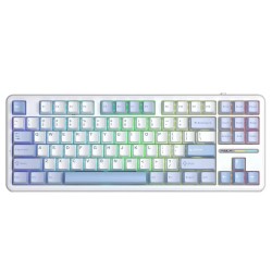 Mavi Aula F87 PRO Mekanik RGB TKL GrayWood V3 Switch Kablosuz Makrolu Hot Swap Klavye Buz Mavi