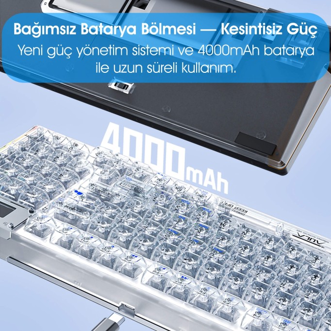 AULA F98 PRO OLED Ekranlı Makrolu Kablosuz RGB Hot-Swap Gasket Pre-Lubed Switch Mekanik Klavye