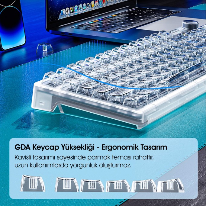 AULA F98 PRO OLED Ekranlı Makrolu Kablosuz RGB Hot-Swap Gasket Pre-Lubed Switch Mekanik Klavye