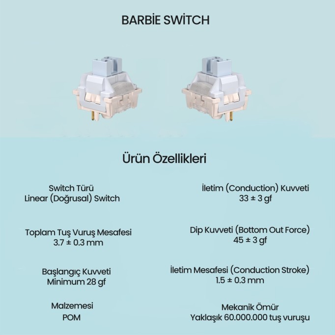 Aula Leobog Barbie Lineer Mekanik Switch 100 Adet