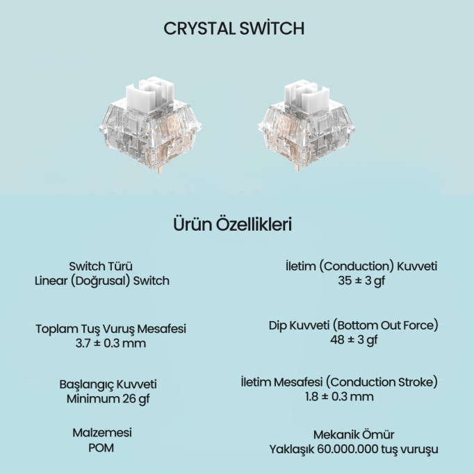 Aula Leobog Crystal Lineer Mekanik Switch 100 Adet