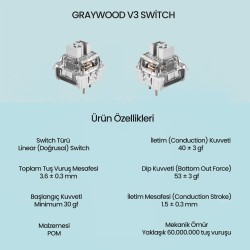 Aula Leobog GrayWood V3 Lineer Mekanik Switch 100 Adet Aula Leobog GrayWood V3 Lineer Mekanik Switch 100 Adet