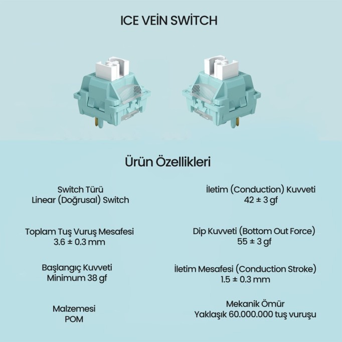 Aula Leobog Ice Vein Lineer Mekanik Switch 100 Adet