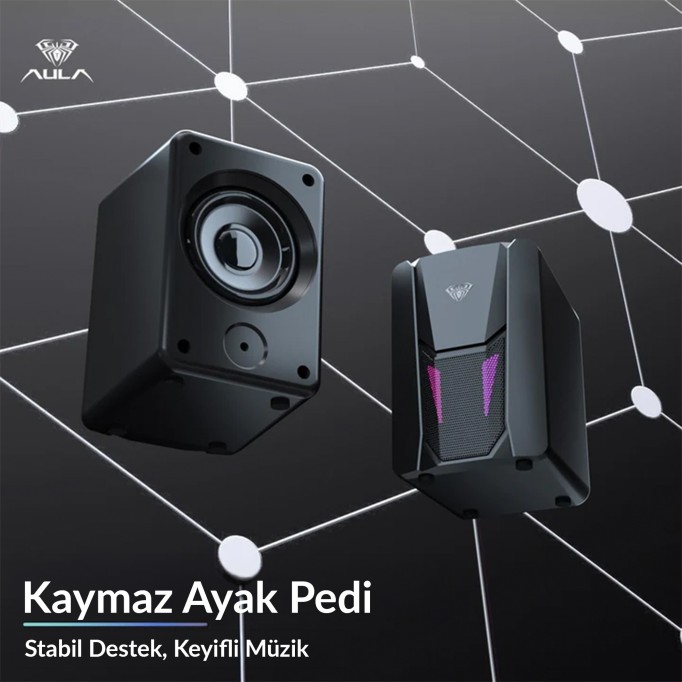 Aula N-108 1+1 USB/Aux Stereo 2.0 RGB Masaüstü Gaming Oyuncu Hoparlör Speaker Ses Sistemi