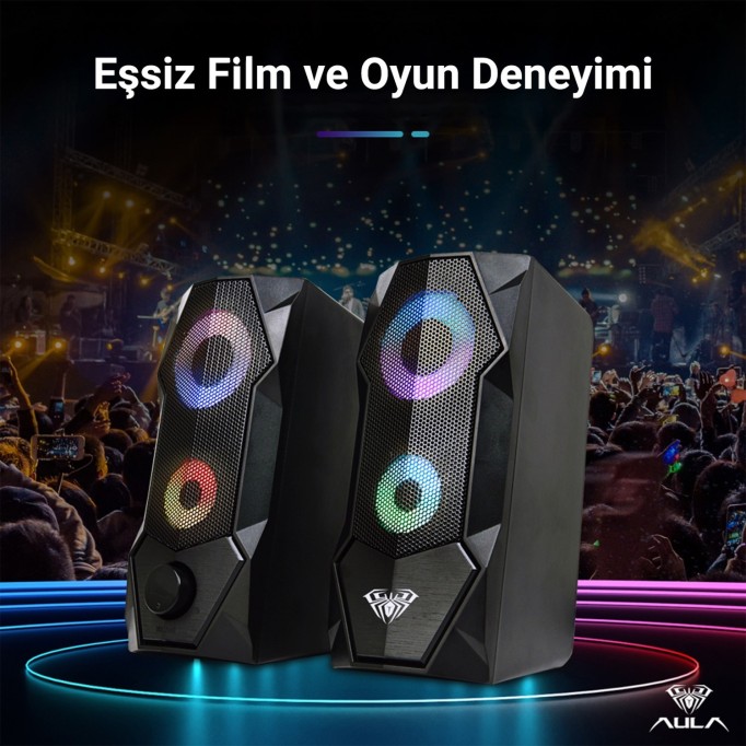Aula N-301 10W Masaüstü RGB Gaming Oyuncu PC 1+1 Speaker Hoparlör
