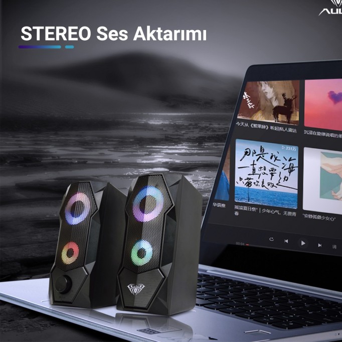 Aula N-301 10W Masaüstü RGB Gaming Oyuncu PC 1+1 Speaker Hoparlör