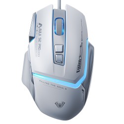 Beyaz Aula S12 Pro 12800 DPI 8 Tuşlu Makrolu Kablolu Optik Gaming Oyuncu Mouse Beyaz