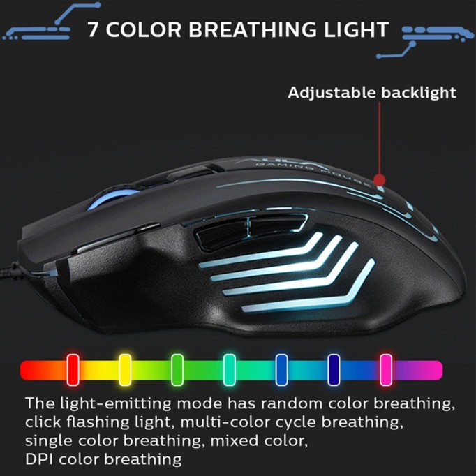 Aula S18 6400DPI RGB 7 Programlanabilir Tuş 1000Hz Gaming Oyuncu Mouse