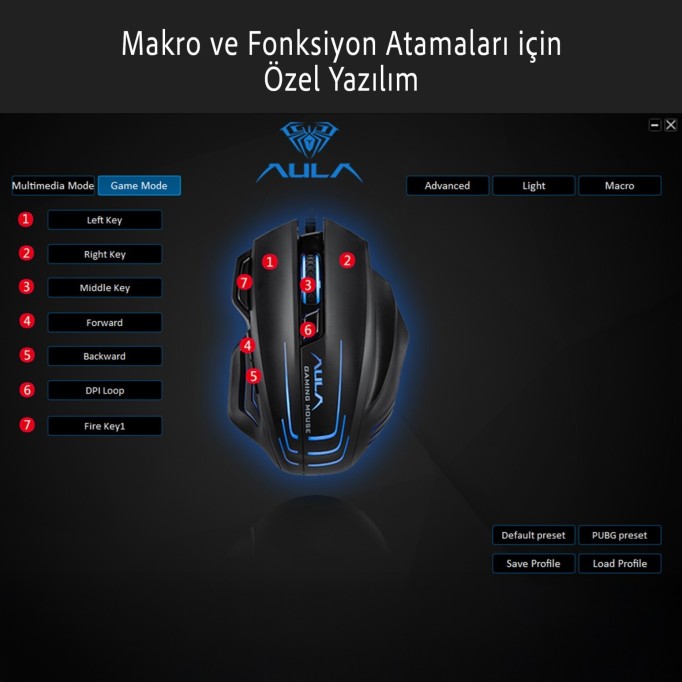 Aula S18 6400DPI RGB 7 Programlanabilir Tuş 1000Hz Gaming Oyuncu Mouse