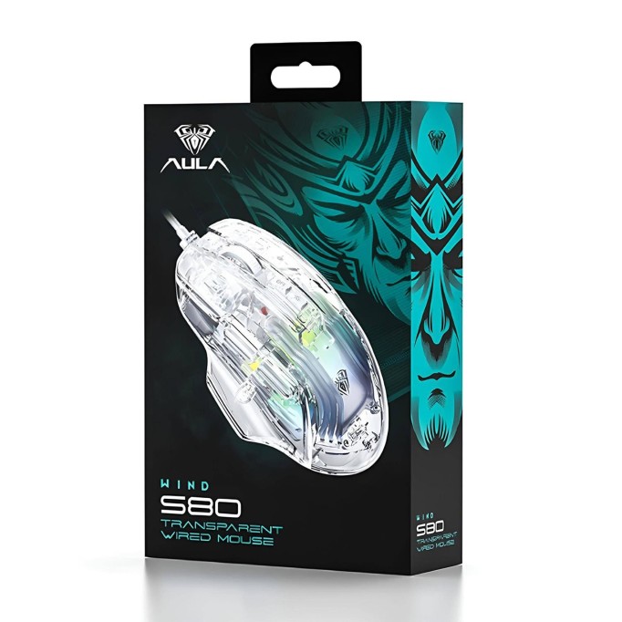 Aula S80 7200DPI 7 Tuşlu RGB Şeffaf Optik Oyuncu Gaming Mouse