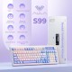 Aula S99 Retro RGB Gaming 3 Modlu Bluetooth/2.4GHz/USB-C Kablosuz Makrolu Türkçe Q Klavye Mavi