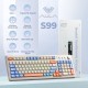 Aula S99 Retro RGB Gaming 3 Modlu Bluetooth/2.4GHz/USB-C Kablosuz Makrolu Türkçe Q Klavye Turuncu