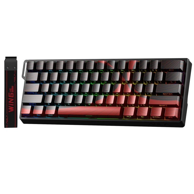 Aula Win60 He Max Manyetik Klavye Rapid Trigger Wing Chun Switch 8000Hz RGB TKL Hot Swap Oyuncu Klavyesi Kırmızı