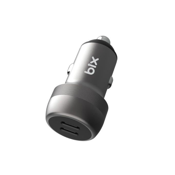 Bix 100W 2*Type-C PD 3.0 Portlu PPS Destekli Mini Araç içi Hızlı Şarj Cihazı Gri