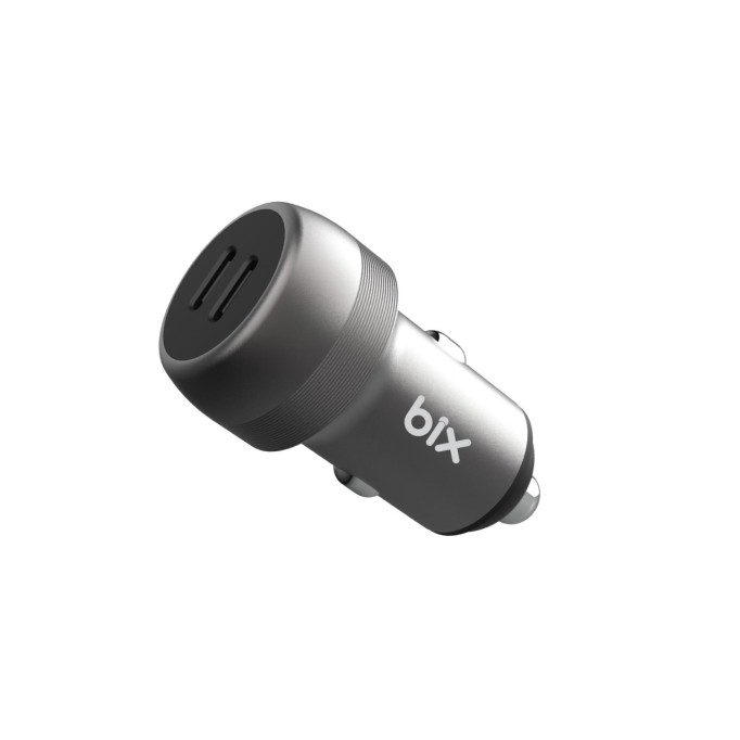 Bix 100W 2*Type-C PD 3.0 Portlu PPS Destekli Mini Araç içi Hızlı Şarj Cihazı Gri