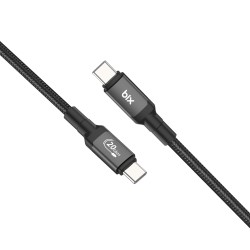 Bix 100W Hi-Speed 20Gbps 4K 60Hz Örgülü Metalik Başlıklı Type-C Şarj Data ve Görüntü Kablosu Koyu Gri 1 Metre
