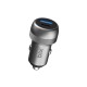 Bix 100W Type-C PD 65W ve USB-A QC 35W PPS Destekli Çift Çıkışlı Mini Araç içi Hızlı Şarj Cihazı Gri