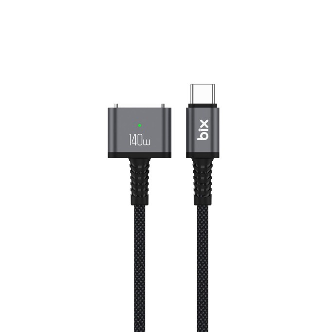 Bix 140W Type-C to Magsafe 3 Macbook Pro ve Macbook Air 13″ 14″ 16″ M1 M2 Uyumlu Manyetik Örgülü Şarj Kablosu 2 Metre