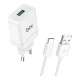 Bix 18W QC 3.0 Hızlı Şarj Cihazı ve Type-C USB Kablo Beyaz satın al