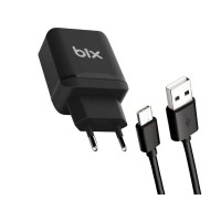 Bix 18W QC 3.0 Hızlı Şarj Cihazı ve Type-C USB Kablo Siyah
