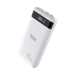 Beyaz Bix 20000mAh 45W 2*USB ve Type-C Hızlı Şarj Destekli Led Göstergeli Powerbank Beyaz