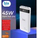 Bix 20000mAh 45W 2*USB ve Type-C Hızlı Şarj Destekli Led Göstergeli Powerbank Beyaz