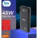 Bix 20000mAh 45W 2*USB ve Type-C Hızlı Şarj Destekli Led Göstergeli Powerbank Siyah