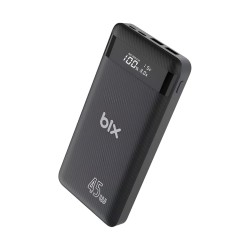 Siyah Bix 20000mAh 45W 2*USB ve Type-C Hızlı Şarj Destekli Led Göstergeli Powerbank Siyah