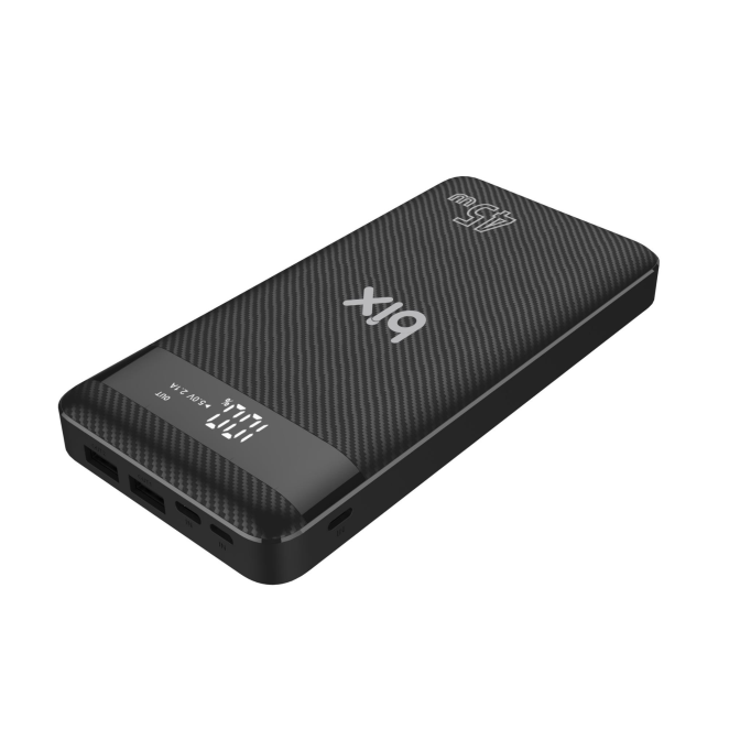 Bix 20000mAh 45W 2*USB ve Type-C Hızlı Şarj Destekli Led Göstergeli Powerbank Siyah