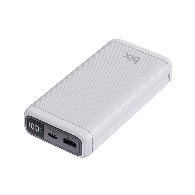 Bix 20000mAh USB-A 22.5W ve Type-C PD 20W Çift Çıkışlı LED Ekranlı Powerbank Beyaz