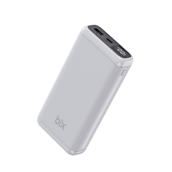 Bix 20000mAh USB-A 22.5W ve Type-C PD 20W Çift Çıkışlı LED Ekranlı Powerbank Beyaz