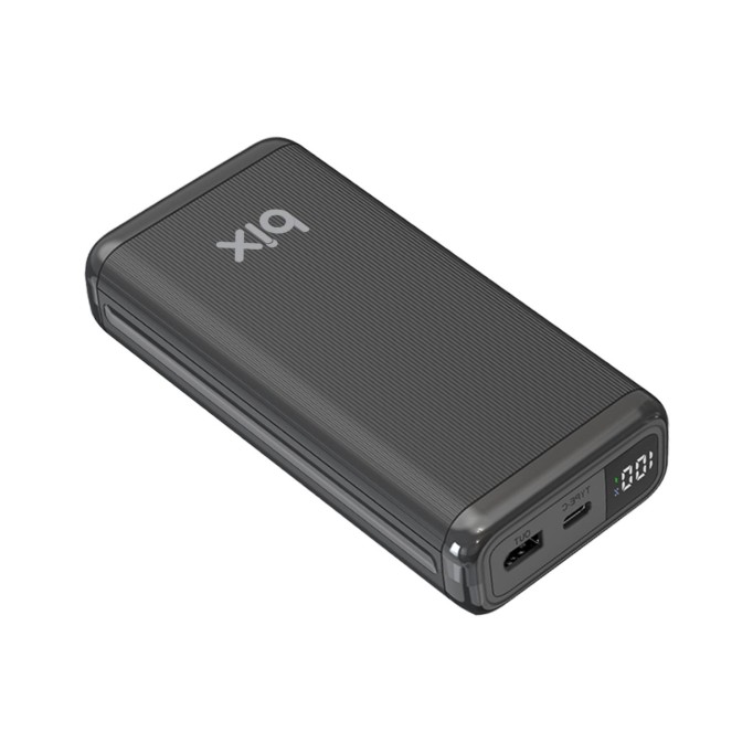 Bix 20000mAh USB-A 22.5W ve Type-C PD 20W Çift Çıkışlı LED Ekranlı Powerbank Siyah