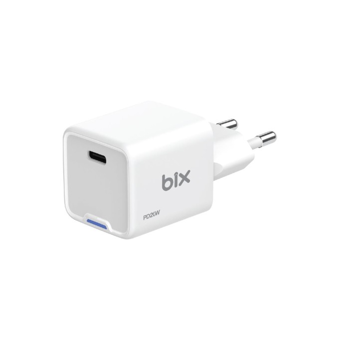 Bix 20W GaN USB-C Hızlı Şarj Adaptörü iPhone, Android ve iPad Uyumlu Type-C PD Şarj Aleti Beyaz