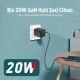 Bix 20W GaN USB-C Hızlı Şarj Adaptörü iPhone, Android ve iPad Uyumlu Type-C PD Şarj Aleti Siyah