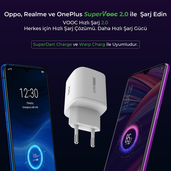 Bix 35W SuperVooc 2.0 GaN USB ve Type-C PD Hızlı Şarj Cihazı