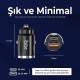 Bix 45W Type-C PD ve USB-A QC 3.0 18W Çift Çıkışlı Mini Metal Araç Şarj Cihazı Siyah