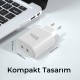 Bix 50W USB-C Çift Portlu Hızlı Şarj Adaptörü iPhone, Android ve iPad Uyumlu Type-C PD Şarj Aleti