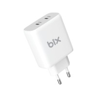 Bix 50W USB-C Çift Portlu Hızlı Şarj Adaptörü iPhone, Android ve iPad Uyumlu Type-C PD Şarj Aleti