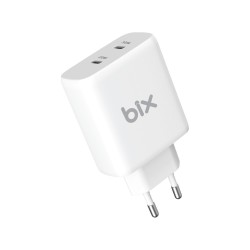 Bix 50W USB-C Çift Portlu Hızlı Şarj Adaptörü iPhone, Android ve iPad Uyumlu Type-C PD Şarj Aleti Bix 50W USB-C Çift Portlu Hızlı Şarj Adaptörü iPhone, Android ve iPad Uyumlu Type-C PD Şarj Aleti