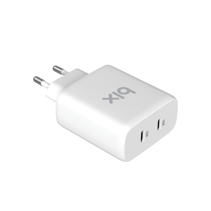 Bix 50W USB-C Çift Portlu Hızlı Şarj Adaptörü iPhone, Android ve iPad Uyumlu Type-C PD Şarj Aleti
