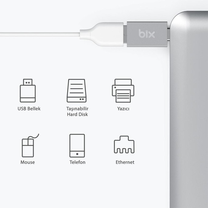 Bix ADP-01 Type-C USB 3.0 Dönüştürücü Adaptörü