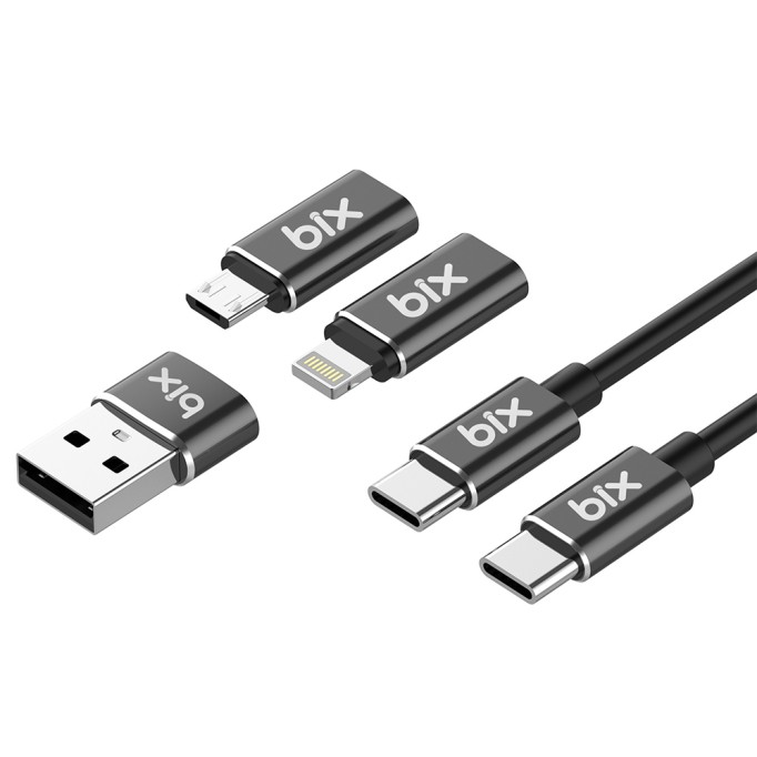 Bix ADP-05 9u 1 Arada USB, Type-C, Micro USB, Lightning Dönüştürücü Set