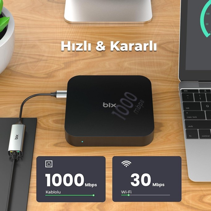 Bix ADP-08 USB 3.0 Gigabit Ethernet Dönüştürücü Adaptör